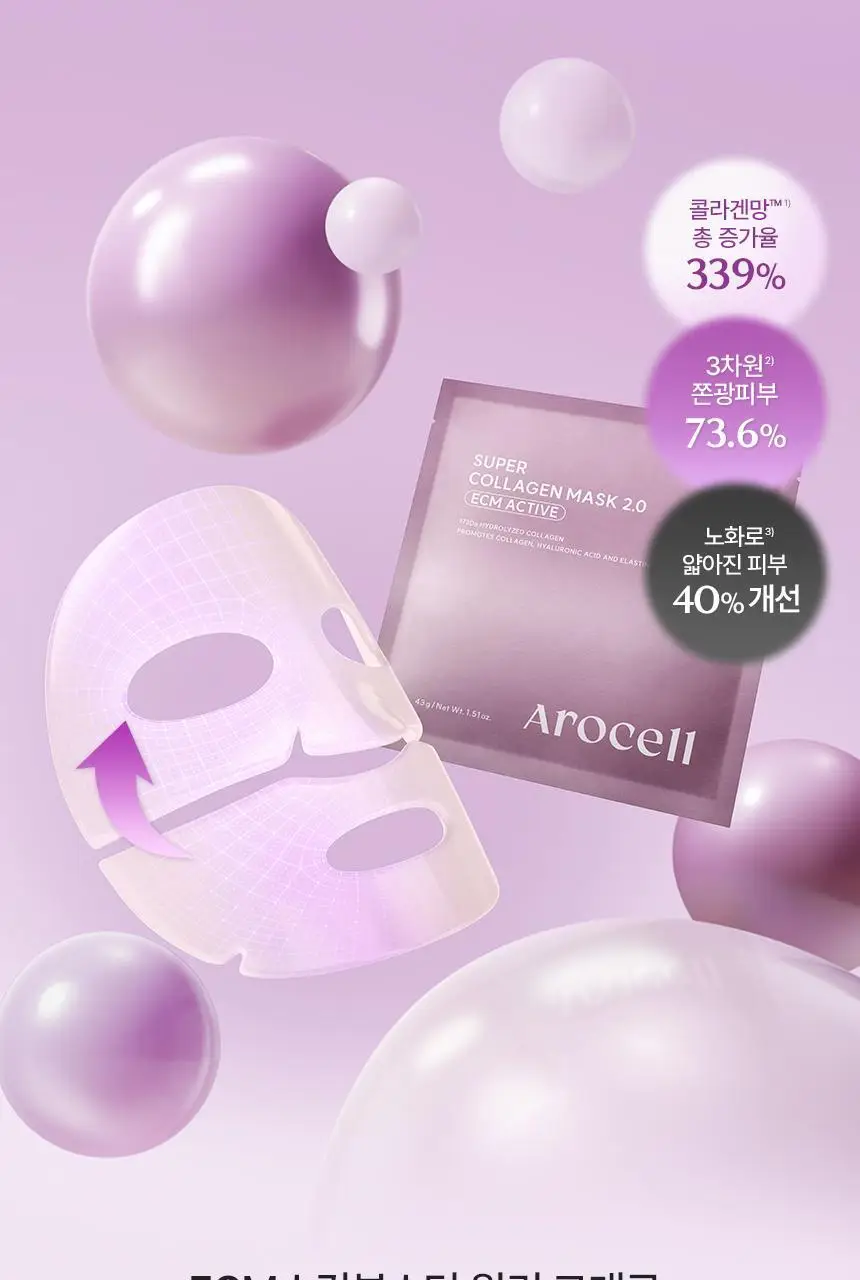 [리뉴얼/쫀광효과UP] 아로셀 슈퍼 콜라겐 마스크 2.0 ECM Active 3+1매 기획 상세페이지 17